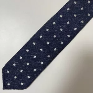 Drake's Navy Neck Tie 3 Line Square Dot 100%Silk Handmade - Picture 1 of 2