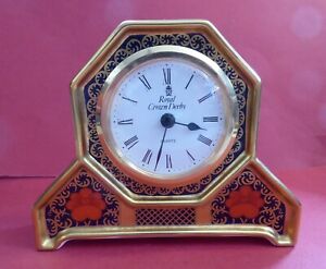ROYAL CROWN DERBY `OLD IMARI` MANTLE CLOCK - MINT CONDITION - WORKING WELL