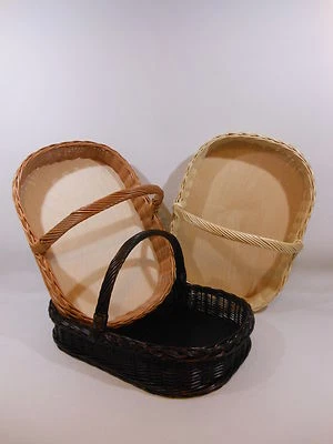 Tablett aus Weide mit Holzboden Korbtablett Weidentablett 1 Henkel 3 Varianten - Bild 1 von 4