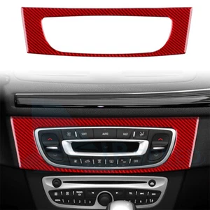 For Renault Megane 2009-14 Red Carbon Fiber Air Conditioning CD Panel Cover Trim - Picture 1 of 9