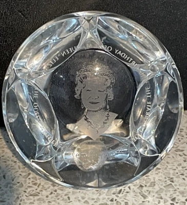 ROYAL DOULTON CRYSTAL PAPERWEIGHT 90th BIRTHDAY HM QUEEN ELIZABETH QUEEN MOTHER - Image 1 of 4