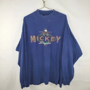 Vintage Disney T-Shirt Langarm marine kariert 90er Mickey INC Mickey Style XL - Bild 1 von 7