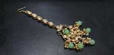 Indian Bollywood Gold Plated Sea Green Maang Tikka Kundan Head Jewelry 