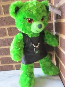 Build A Bear Wicked Bear 16" grün-schwarz Leder kurz Tank + Rock-Halskette - Bild 1 von 8