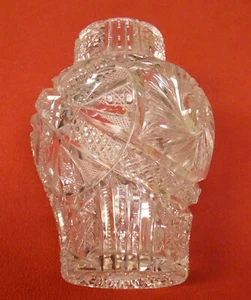 Antique American Brilliant Hand Cut Crystal Glass Vase 8.25" Detailed Excellence - Picture 1 of 9
