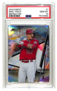 2020 Topps Finest #1 Mike Trout Refractor Card PSA 10 Angels  - Picture 1 of 1