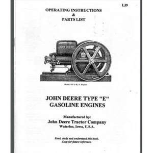 John Deere E hit & miss engine parts list instructions Book Manual Comb Bound - Picture 1 of 1
