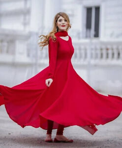 SEXY READYMADE RED RAYON DRESS BEAUTIFUL CHUDIDAR SUIT NEW ANARKALI KURTA KAMEEZ