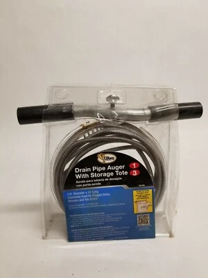 Drain Pipe Auger with Storage Tote 15ft 1/4" diameter  for tubs and sinks  - Image 1 of 4