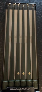 COLONIAL CANDLE OF CAPE COD 6 QAUDRILLE CANDLES EVERGREEN 14 1/2 Inches Tall New - Picture 1 of 4