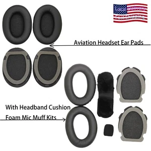 Aviation Headset Ear Pads ± Headband Cushion Foam Mic Muff Kits For Bose A20 A10 - Picture 1 of 26