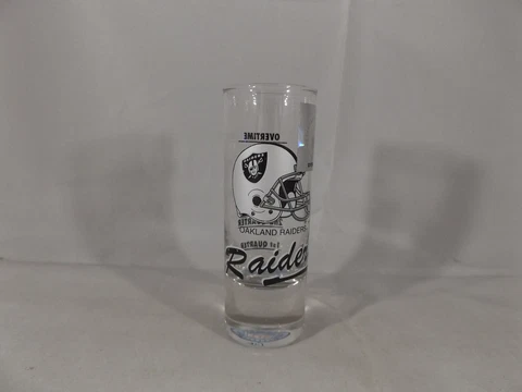 VTG  Oakland Raiders NFL Papel Shot Glass 1st Quarter To Overtime Measure Lines Cover