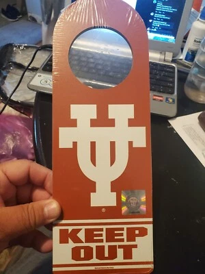 Colgador/señal de puerta de madera de 2 lados TEXAS LONGHORNS-NCAA PARA HABITACIÓN/HOMBRE CUEVA. Nuevo Foto 1 de 2