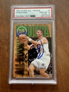 1994 ULTRA ALL-ROOKIES #5 JASON KIDD ROOKIE RC DUAL PSA GEM MT 10 AUTO 10 POP 5! - Picture 1 of 2