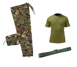 Kids Pack 1 Army Camo Fancy Dress Children's Soldier Outfit / Shirt Pants & BELT - Picture 1 of 7