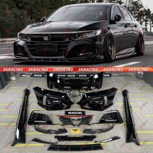 Black Front Rear Bumper Side Skirts Cover Lip Kits For Honda Accord 10th 2018-21 - Picture 1 of 73