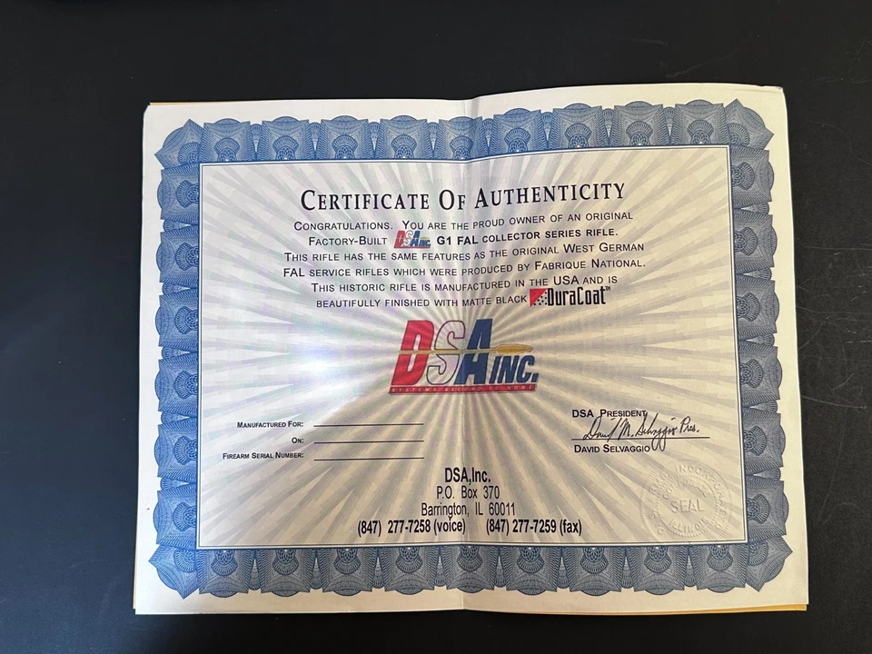 Certificado FN DSA FAL G1. Foto 1 de 1