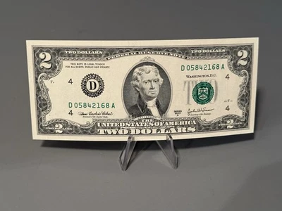 2.00 Dollar Bill Series 2003 D05842168A Uncirculated - Image 1 of 4