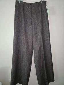Jones New York Wide Leg Wool Gold Spec Slacks Classic Quiet Luxury Timeless NWT - Picture 1 of 7