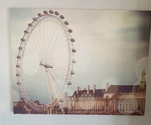 Ferris Wheel Canvas Art, Print By E.Navas Vintage London City Skyline. - Picture 1 of 5