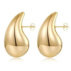 Gold Teardrop Earrings for Women - Bottega Drop Earrings Dupes 18K Gold Plate... - Picture 1 of 6