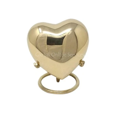 Classic Gold Coloured Heart Keepsake Urn For Ashes, Small Memorial Urns - Image 1 of 4