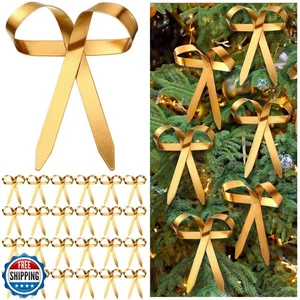 Daifunli 24 Teile Gold Metall Weihnachtsschleife Ornamente für Christbaumgirlande - Bild 1 von 5