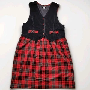 VTG Truly Yours Jumper Dress Womens 18W Velvet Tartan Plaid CottageCore Academia - Foto 1 di 12