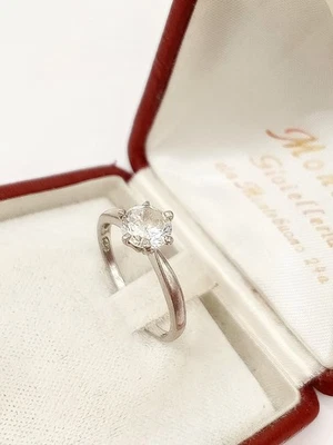 Anello Argento 925 Solitario Zircone Cubico Tipo Diamante Fidanzato Matrimonio  - Immagine 1 di 4