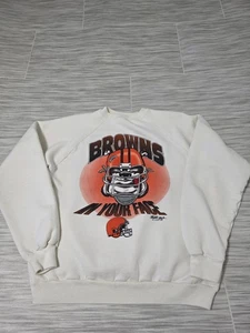 Vtg 1995 Cleveland Browns "In Your Face" NFL Crewneck Sweatshirt Adult XL - Picture 1 of 5