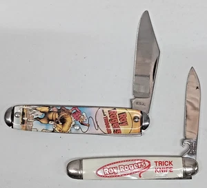 2 VINTAGE ROY ROGERS TRICK KNIFE IMPERIAL IRELAND & USA KNIFE - Picture 1 of 11