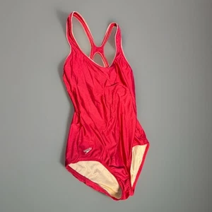 Vintage Speedo Badeanzug Damen rot hoch geschnitten Rennanzug Gr. 10 Racerback - Bild 1 von 4