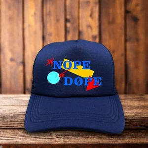 Say Nope To Dope 80s Anti-Drug Advertisement Mens Trucker Hat Navy Snapback Cap - Picture 1 of 7
