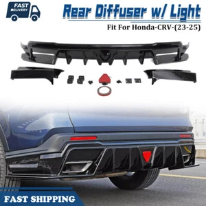Rear Bumper Diffuser Lip Spoiler Black Kit For Honda CR-V CRV 2023 2024 2025 LED - Imagen 1 de 16