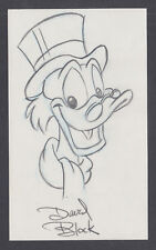 David Block, American cartoonist, signed Uncle Scrooge sketch on 3x5 card