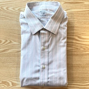 Camisa Brooks Brothers XL Para Hombre Blanca 26" Pit-to-Pit 17.5" Cuello Calce Ajustado Rayas - Imagen 1 de 10