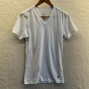 Ralph Lauren Polo White Stretch Slim Fit V-Neck White T-Shirt Size Small - Picture 1 of 5