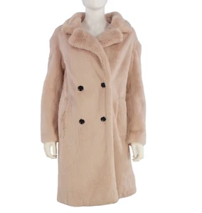 Per Una Coat Faux Fur Teddy bear Blush Pink Double Breasted UK 8 NEW RRP £89 - Picture 1 of 14