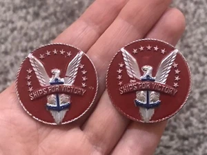 Vintage WWII Ships for Victory Pins Original Lot of 2 Merchant Marine Eagle Star - Picture 1 of 4