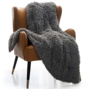 Faux Fur Weighted Blanket Queen Size 15 lbs Luxury Elegant Long Throw for Bed - Picture 1 of 8