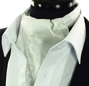 Luxury Mens Gift Off White Silk Cravat Ascot Tie Floral Scarf Paisley A34 UK - Picture 1 of 3