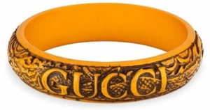 New Authentic GUCCI Aged Orange CHINESE DRAGON Carved Resin BANGLE Bracelet S - Picture 1 of 10