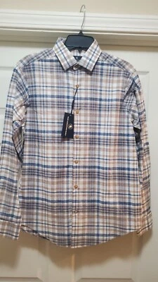 Camisa Hart Schaffner Marx Para Hombres Pequeña Nueva con Etiquetas Mezcla de Lino Manga Larga Con Botones $98 Foto 1 de 4