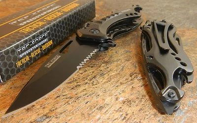 Тактический карманный нож TAC FORCE Spring Assisted Open POLICE для открывания черных бутылок - Изображение 1 из 2