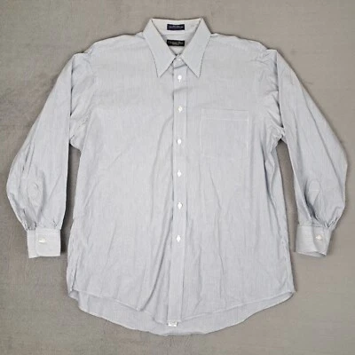 Camisa de vestir Christian Dior para hombre 16,5-32/33 blanca y azul Monsieur a rayas *LEER Foto 1 de 4