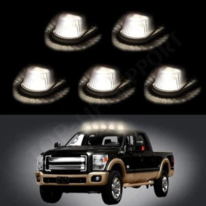 For Pickup Truck 5 Roof Top Cab Marker Light Clear Lens+5 12V White LED Bulb - Picture 1 of 8