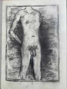 FRANZ EHMKE 1928-2018 DDR MALER PASTELL AKT MANN MÄNNLICHER KÖRPER STUDIE - Picture 1 of 3