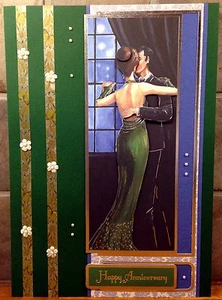 Luxus handgefertigte personalisierte große A4 JUBILÄUMSKARTE romantisches tanzendes Paar - Bild 1 von 1