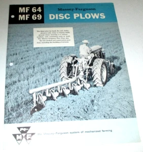 Massey Ferguson MF 64 & 69 Disc Plow Sales Brochure Literature Advertising 1961 - Picture 1 of 2