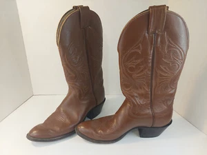Olathe Cowboy Boots Size 9B Brown Leather Pointed Toe Womens - Picture 1 of 11